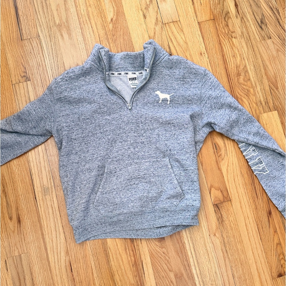 PINK Crew neck quarter zip